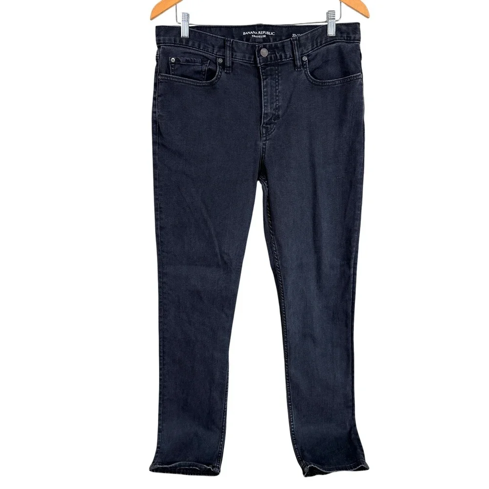 Banana Republic Traveler Slim Fit‎ Jeans Mens 33x32 Dark Wash Black Denim Pants